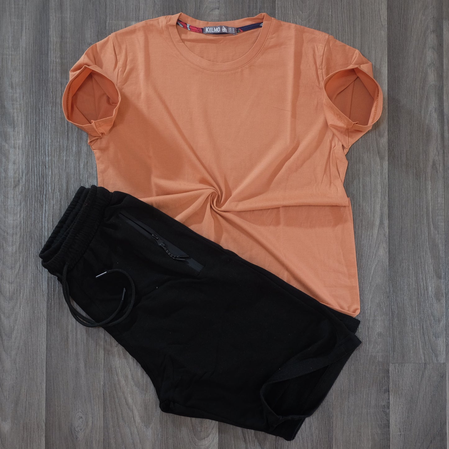 Pack Short Noir + T-Shirt Saumon Fonce