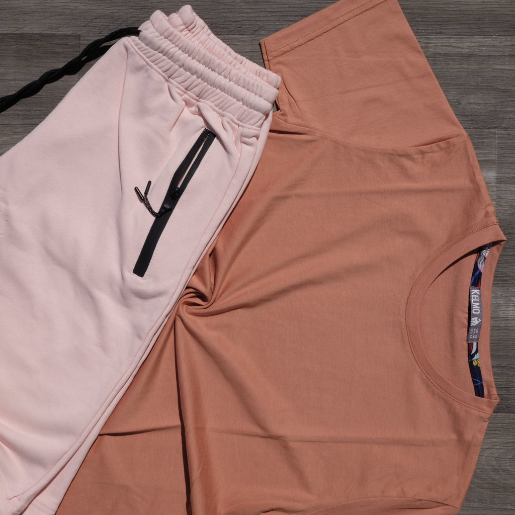 Pack Short Rose Clair + T-Shirt Saumon Fonce