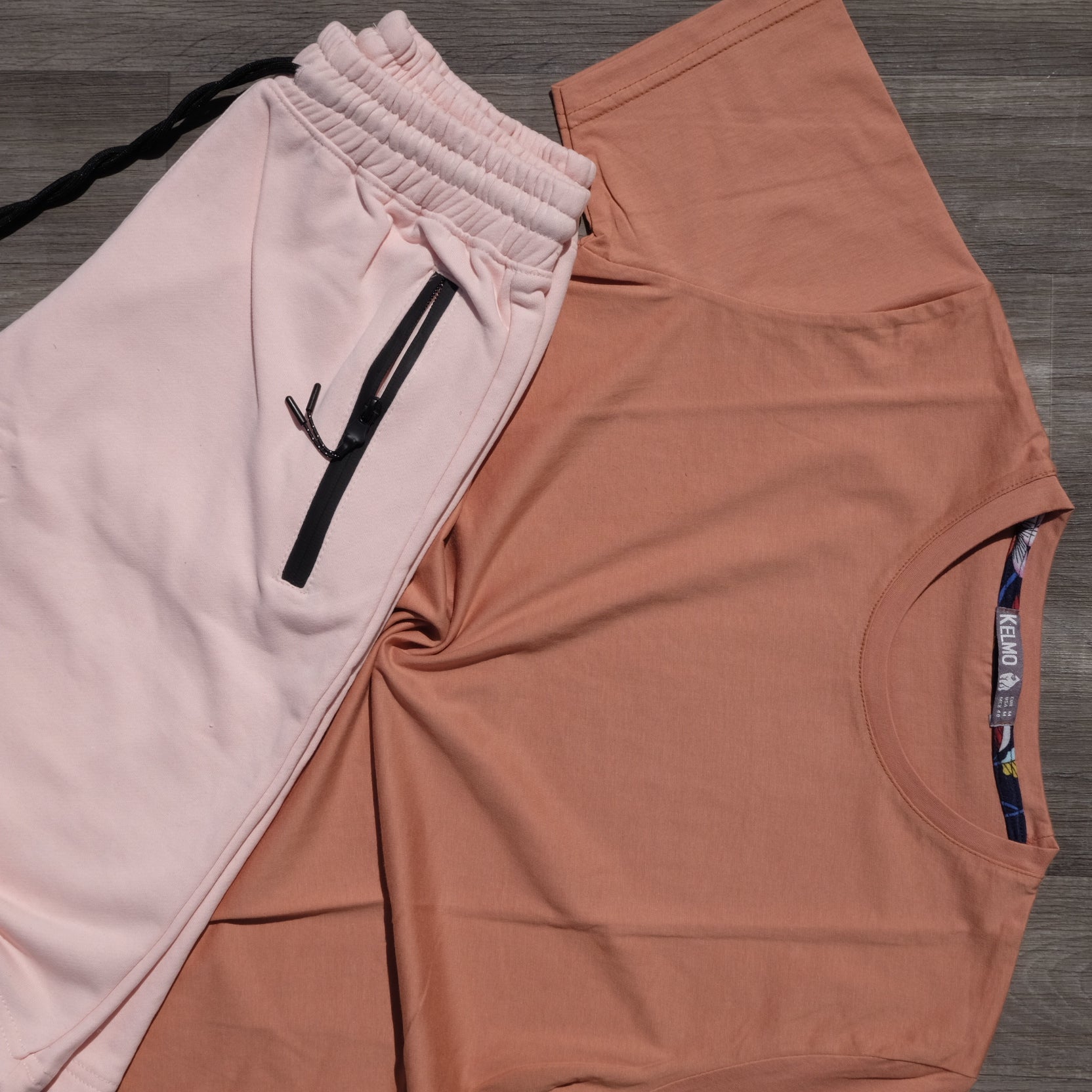 Pack Short Rose Clair + T-Shirt Saumon Fonce