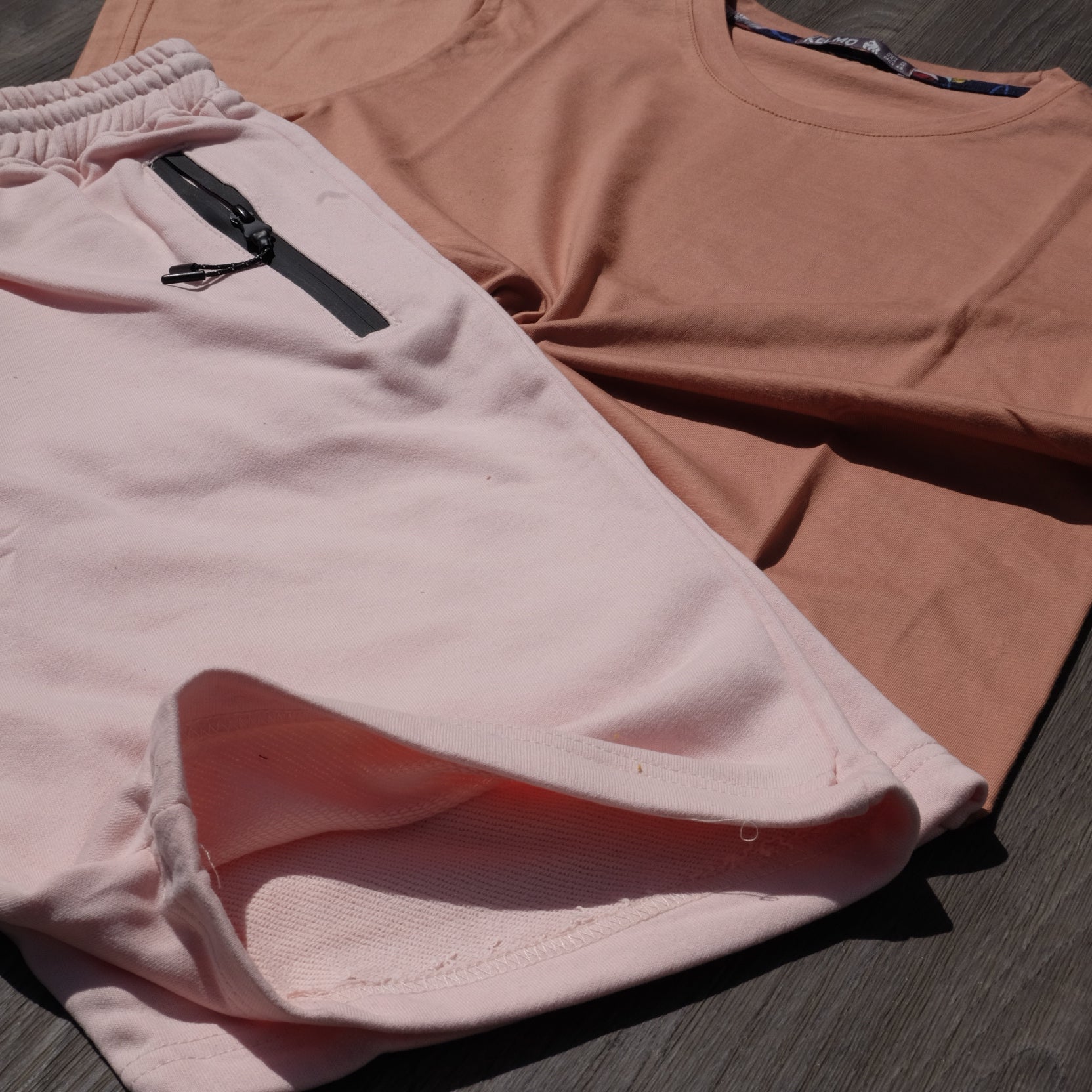 Pack Short Rose Clair + T-Shirt Saumon Fonce