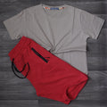 Pack Short Rouge + T-Shirt Beige Fonce
