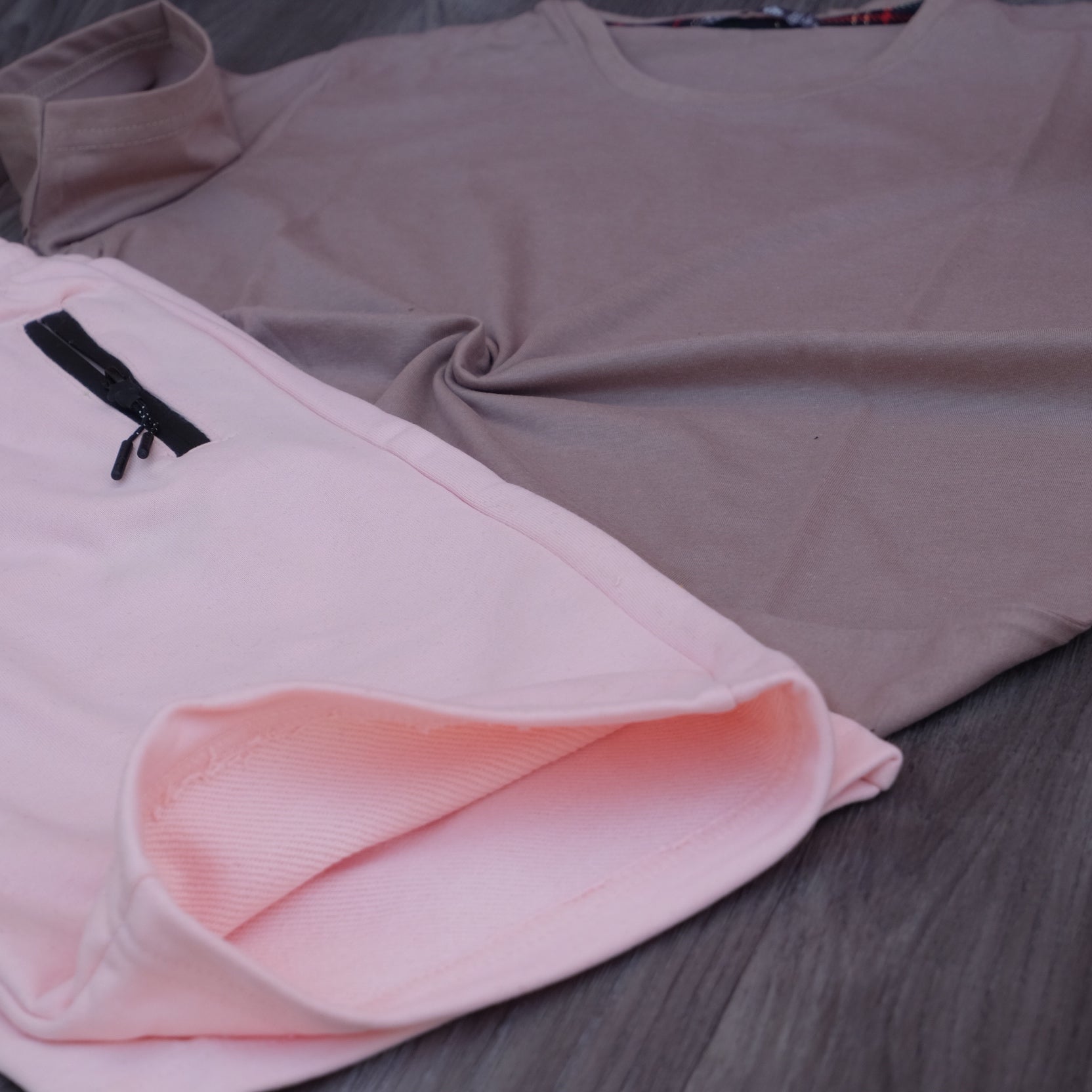 Pack Short Saumon + T-Shirt Beige Caramel