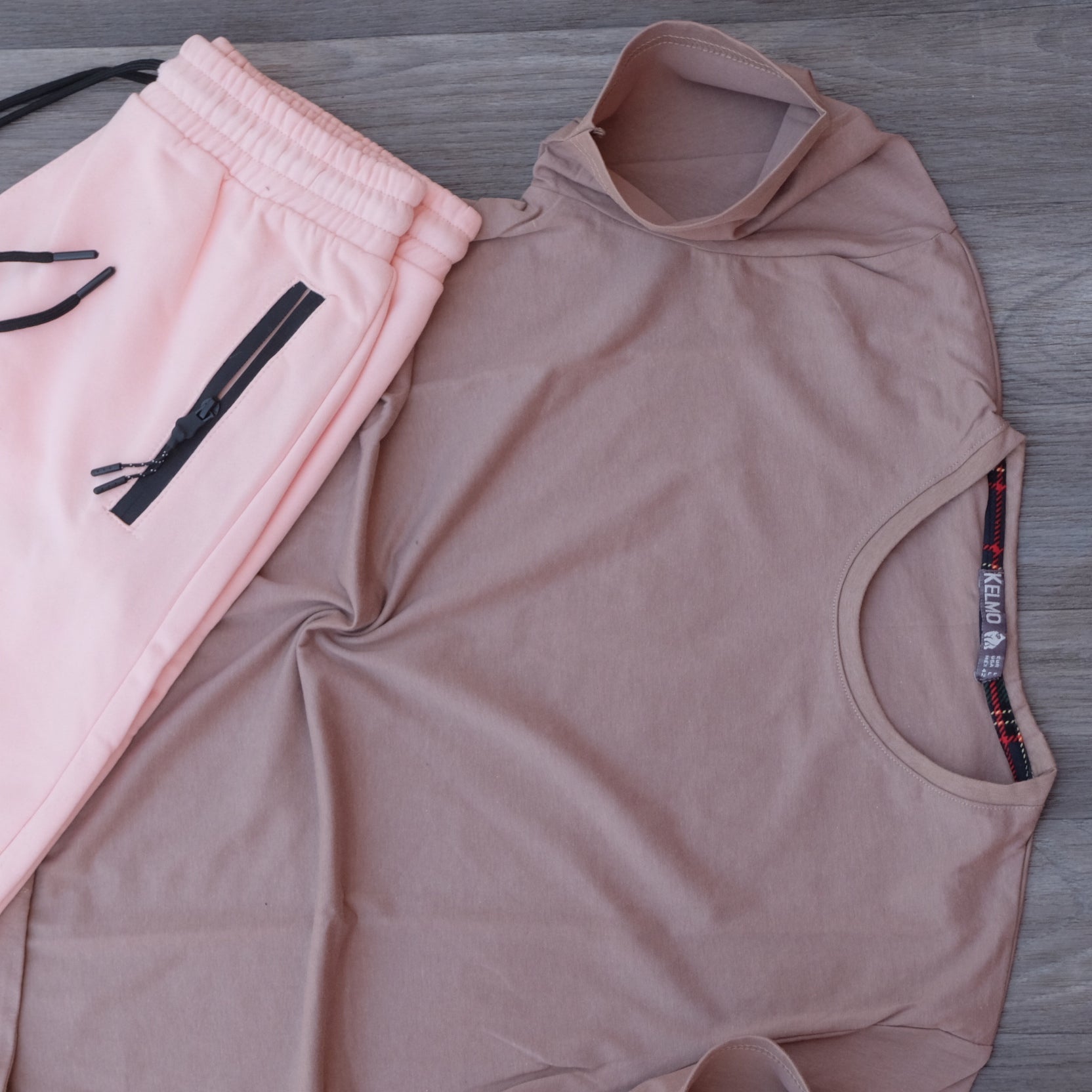 Pack Short Saumon + T-Shirt Beige Caramel