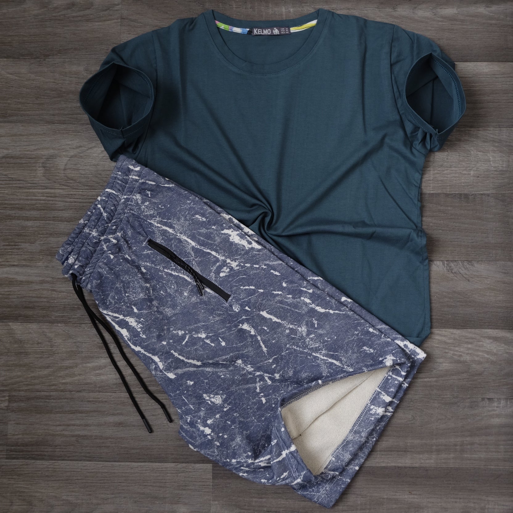 Pack Short Tie Dye Bleu Indigo + T-Shirt Bleu Canard
