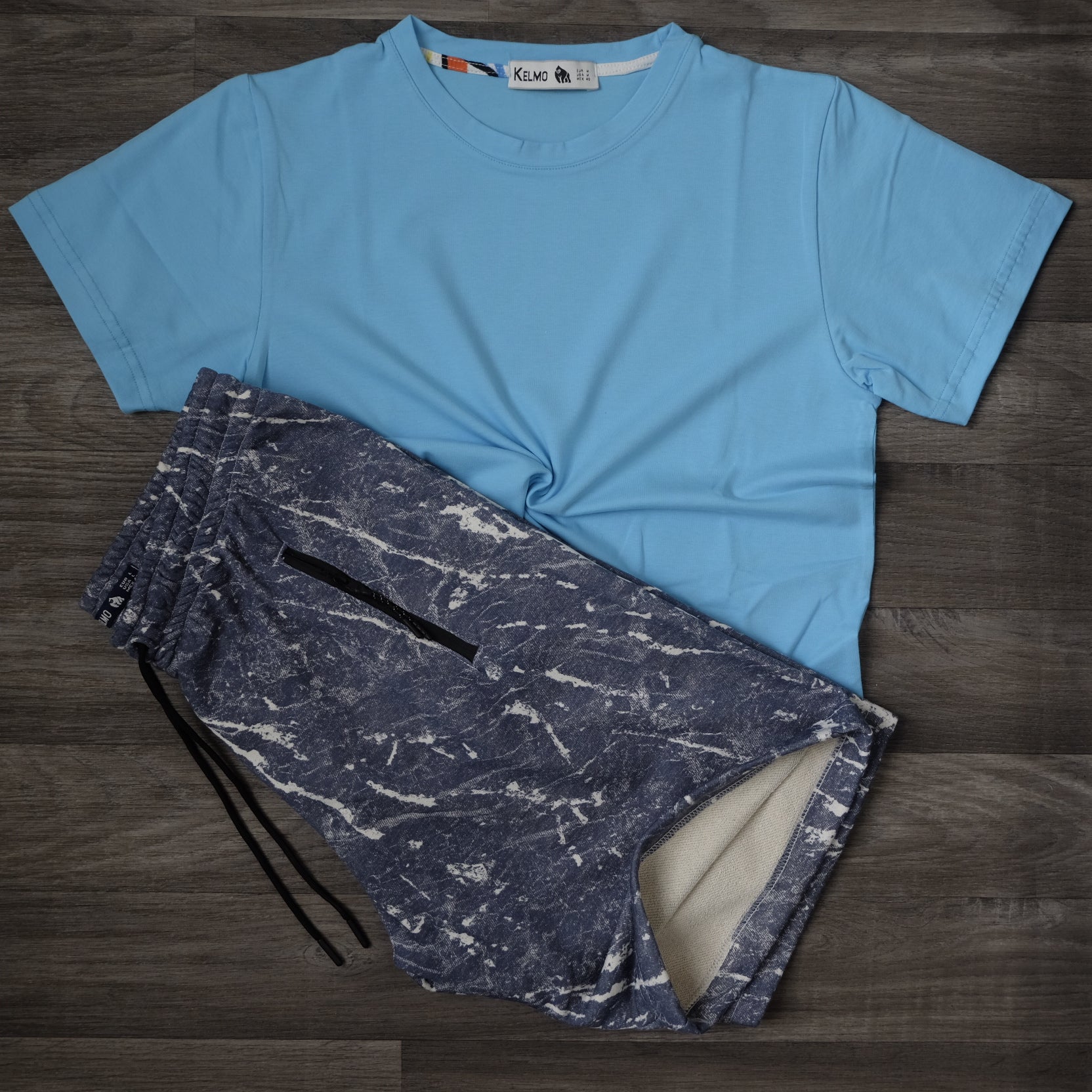 Pack Short Tie Dye Bleu Indigo + T-Shirt Bleu Ciel