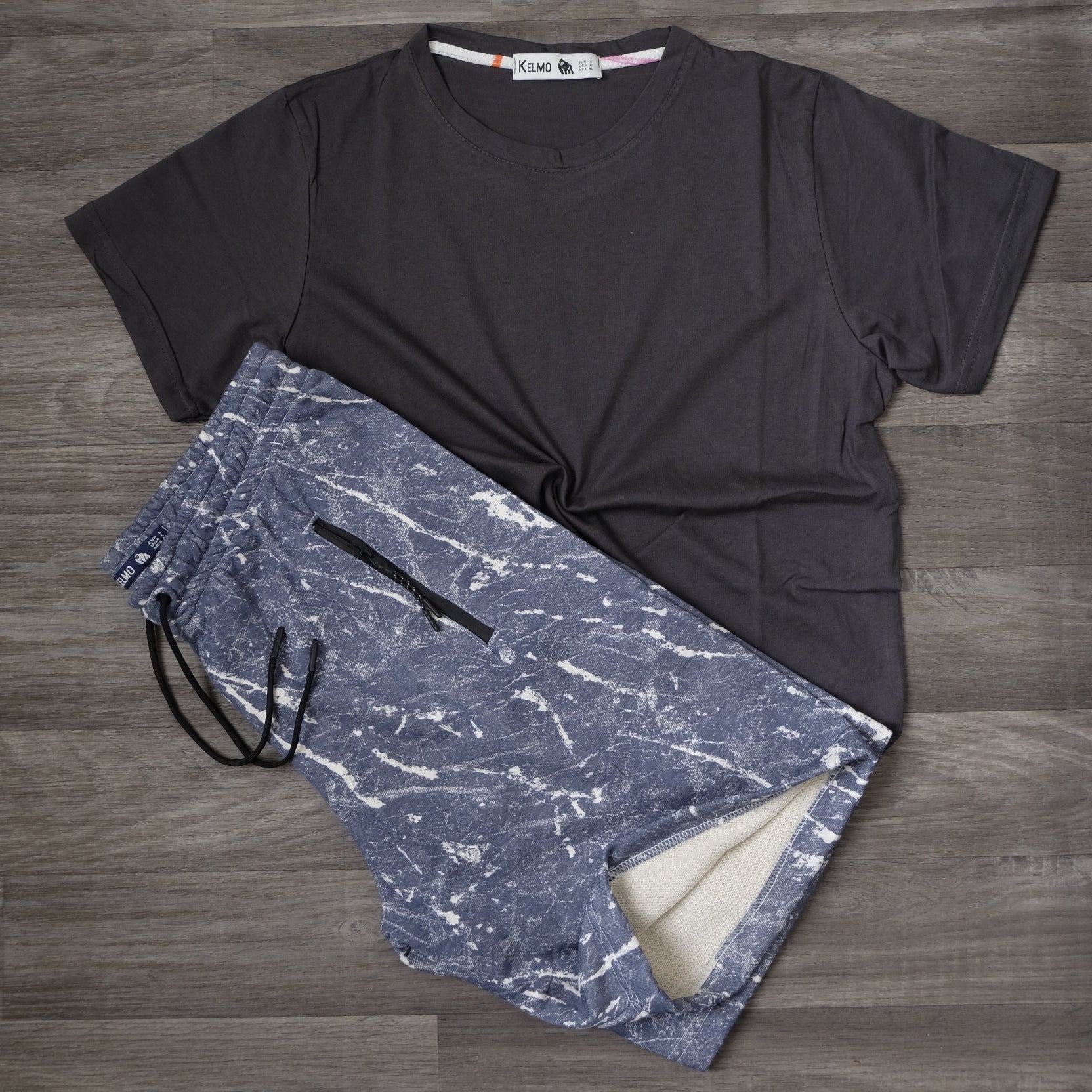 Pack Short Tie Dye Bleu Indigo + T-Shirt Gris Fonce