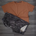 Pack Short Tie Dye Gris Fonce + T-Shirt Marron Chine