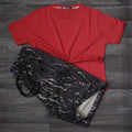 Pack Short Tie Dye Gris Fonce + T-Shirt Rouge