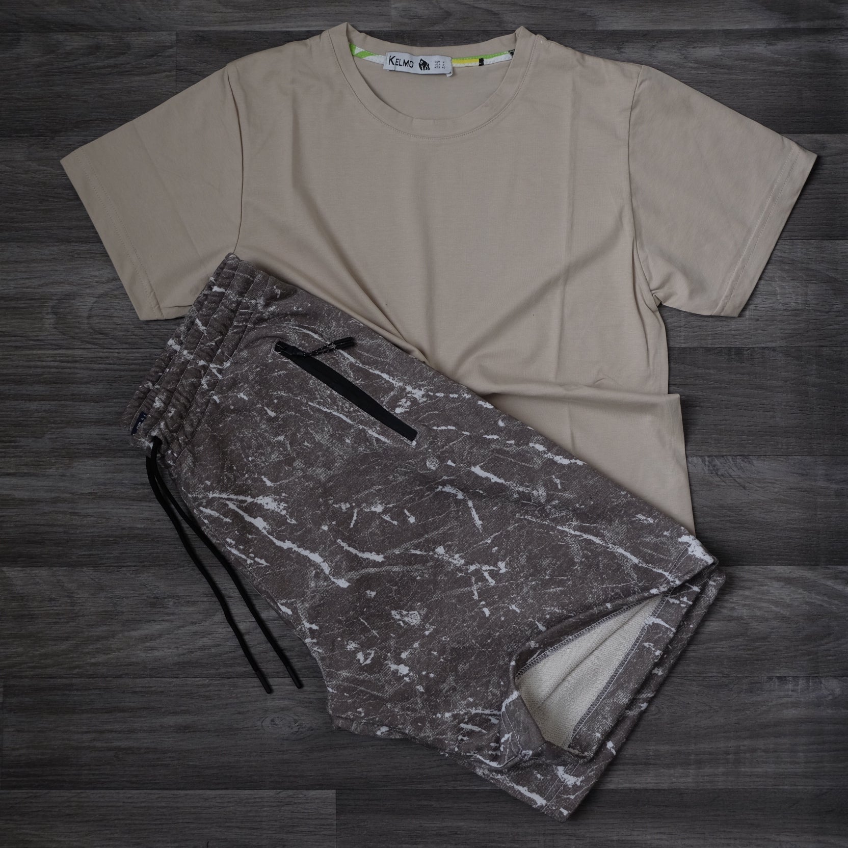 Pack Short Tie Dye Marron + T-Shirt Beige