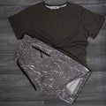 Pack Short Tie Dye Marron + T-Shirt Kaki Fonce