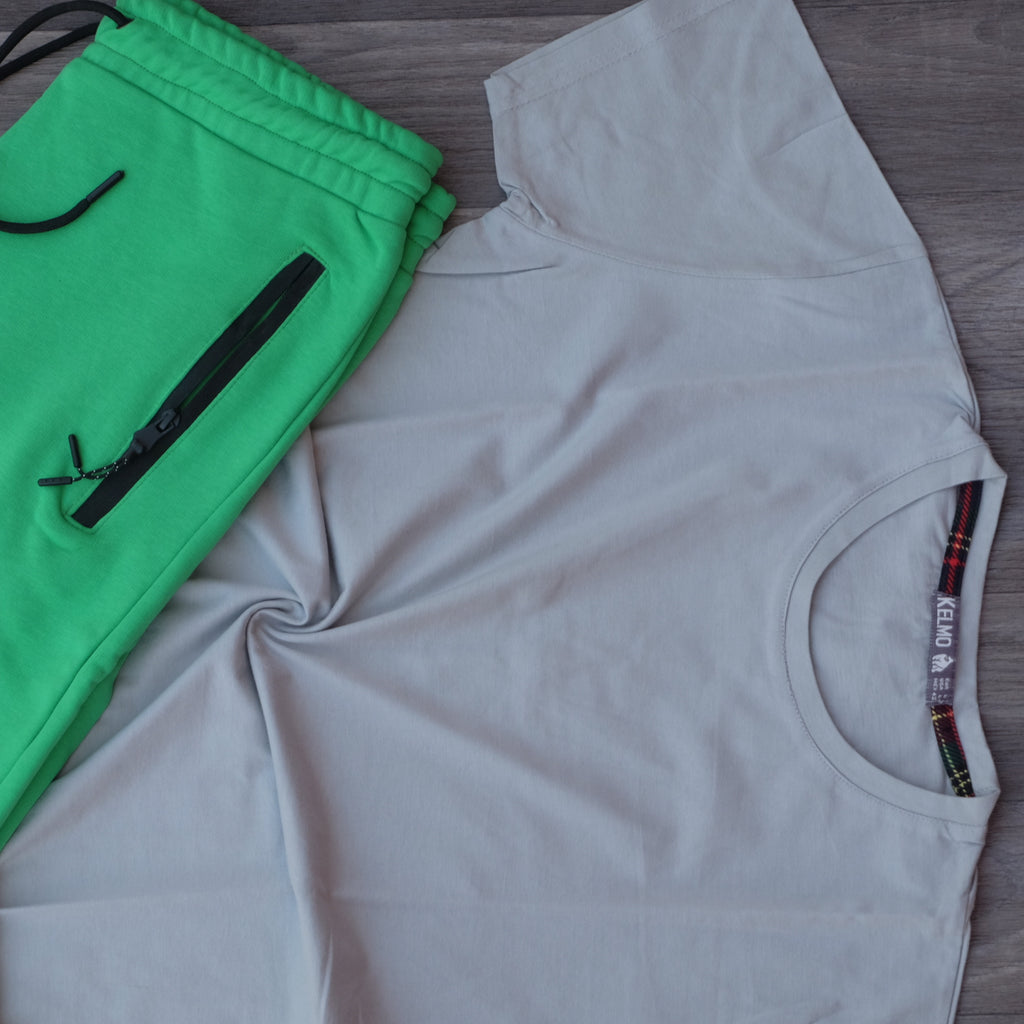 Pack Short Vert Raj + T-Shirt Gris Clair