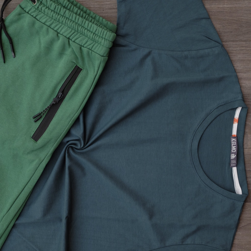 Pack Short Vert Roi + T-Shirt Bleu Canard