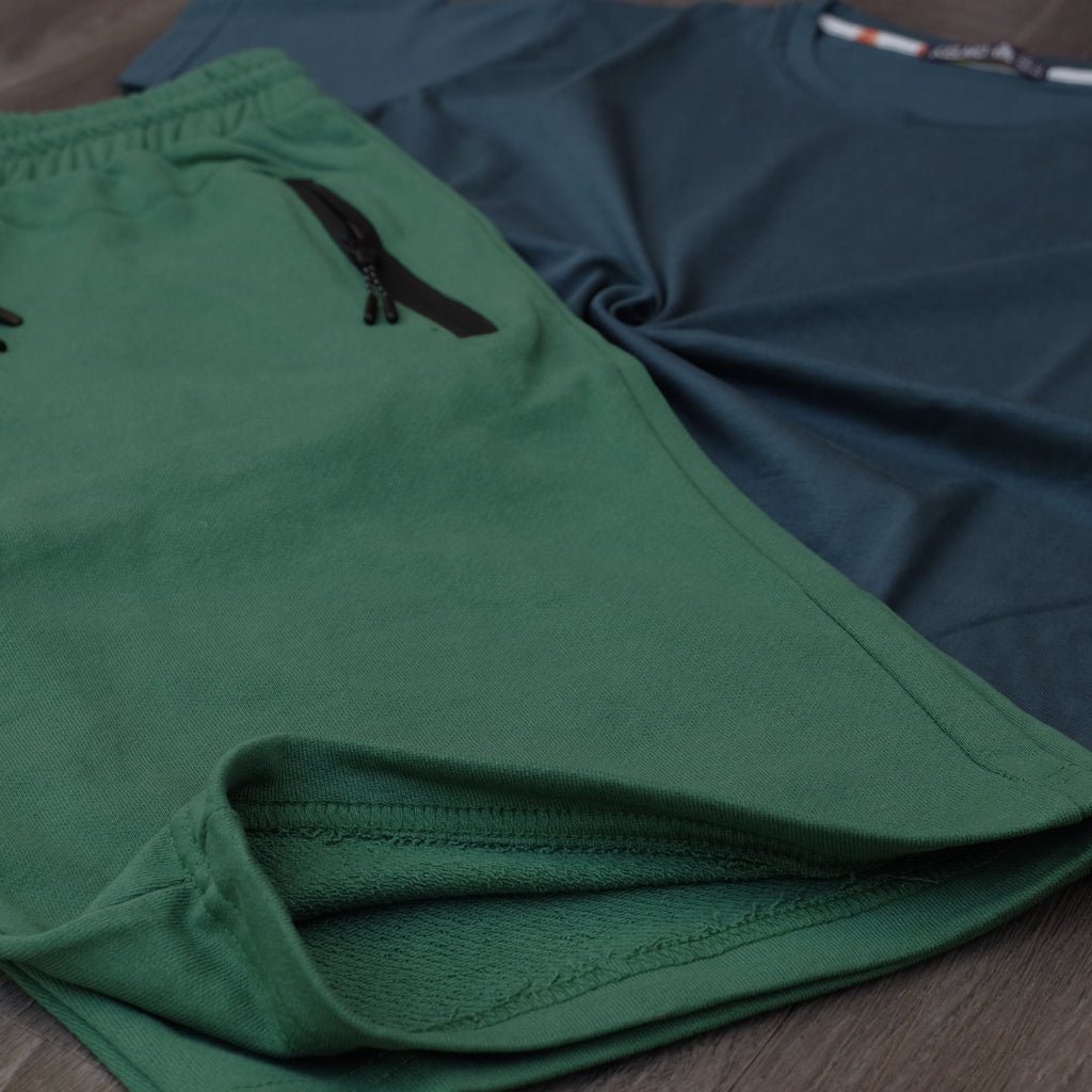 Pack Short Vert Roi + T-Shirt Bleu Canard
