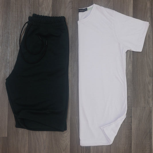 Pack Short poly Noir + T-Shirt Blanc