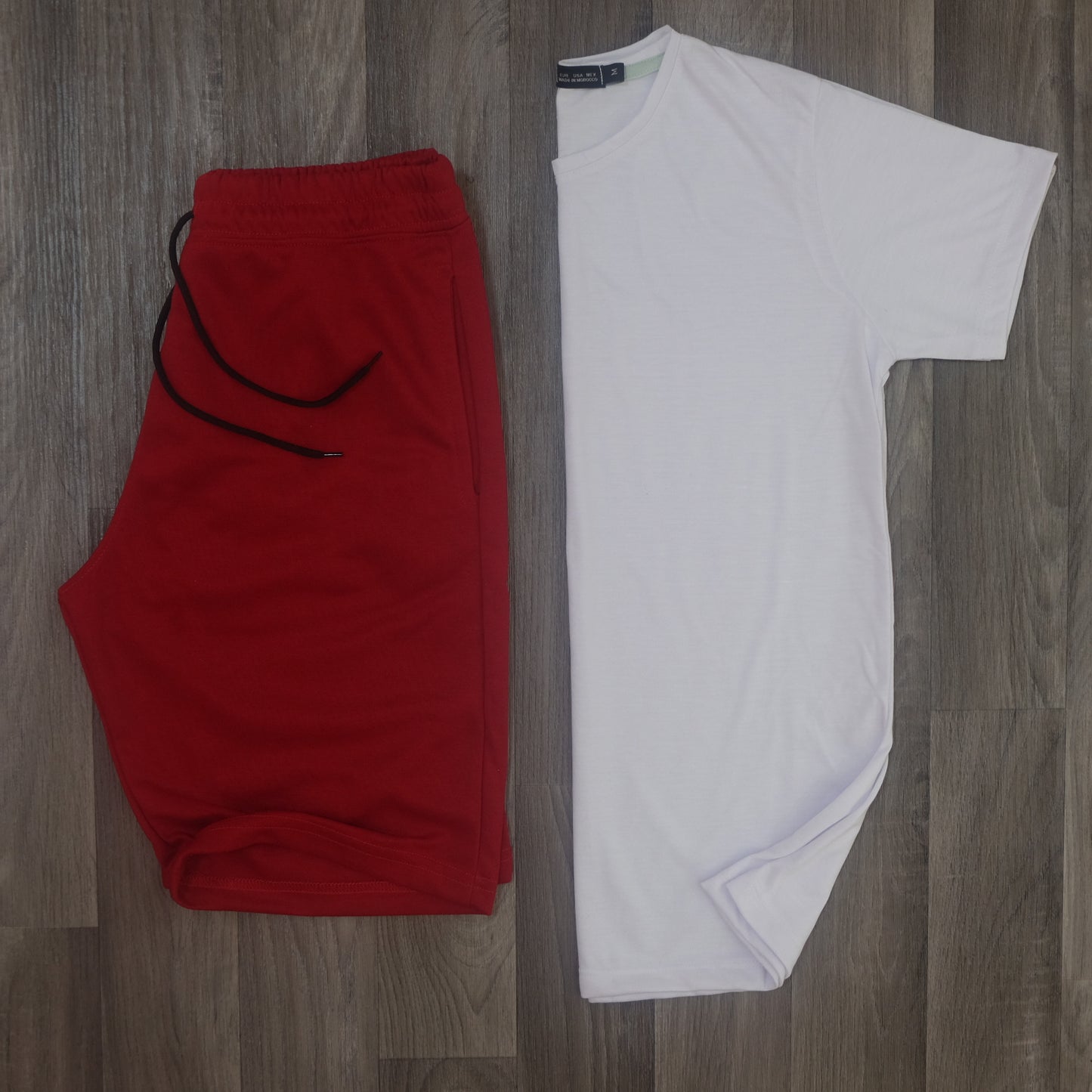Pack Short poly Rouge + T-Shirt Blanc
