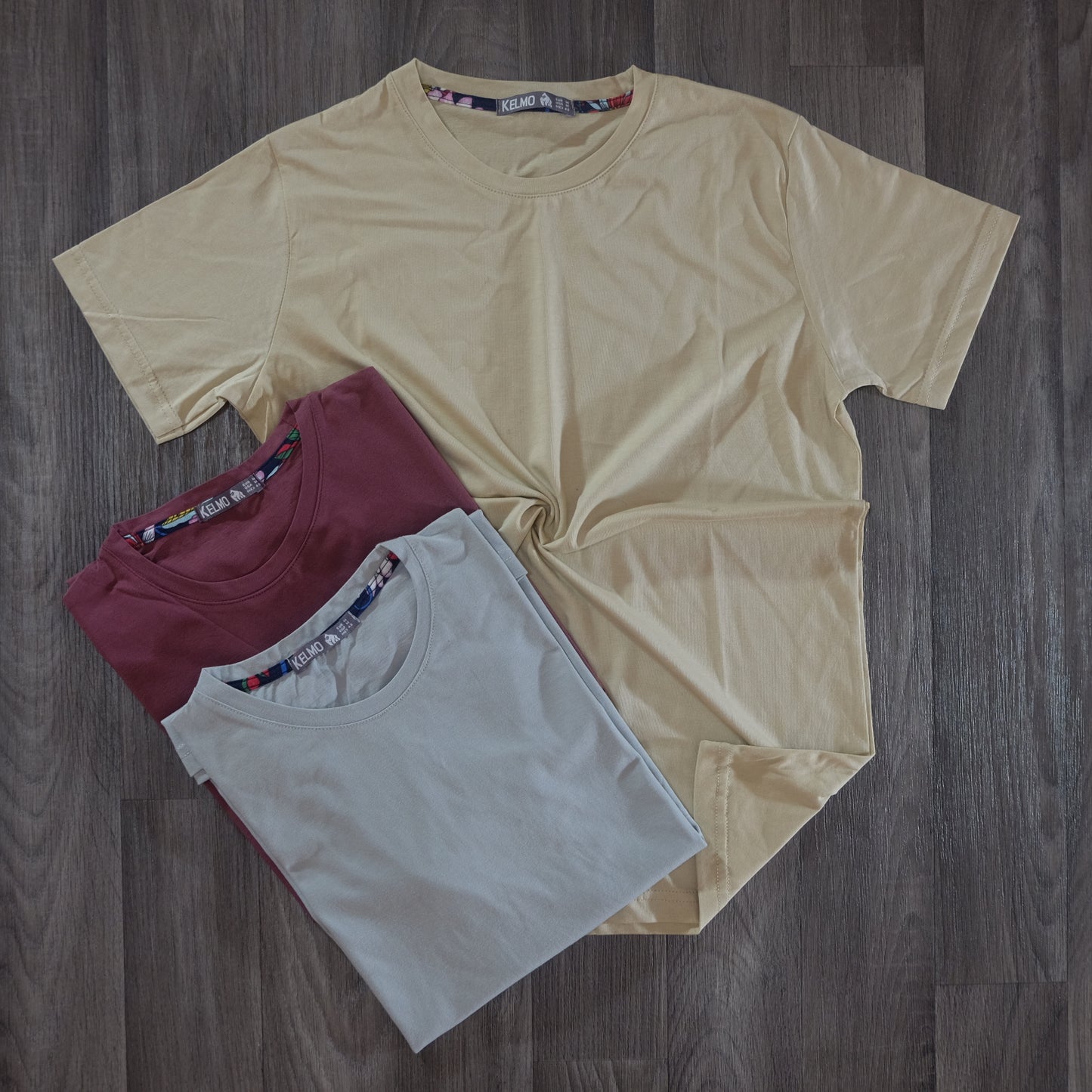 Pack 3 T-Shirt Beige Clair + Grenat + Gris Clair