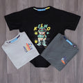 Pack 3 T-Shirt Enfant Imprimé Noir+ Vert Olive + Gris Clair