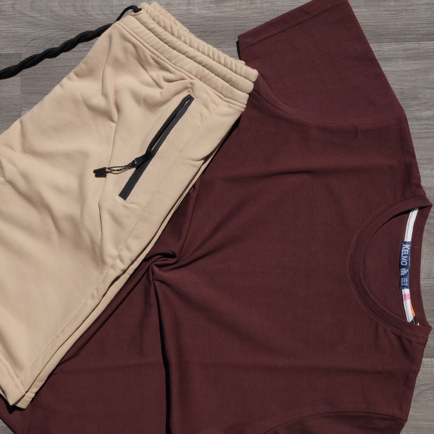 Pack Short Beige + T-Shirt Grenat