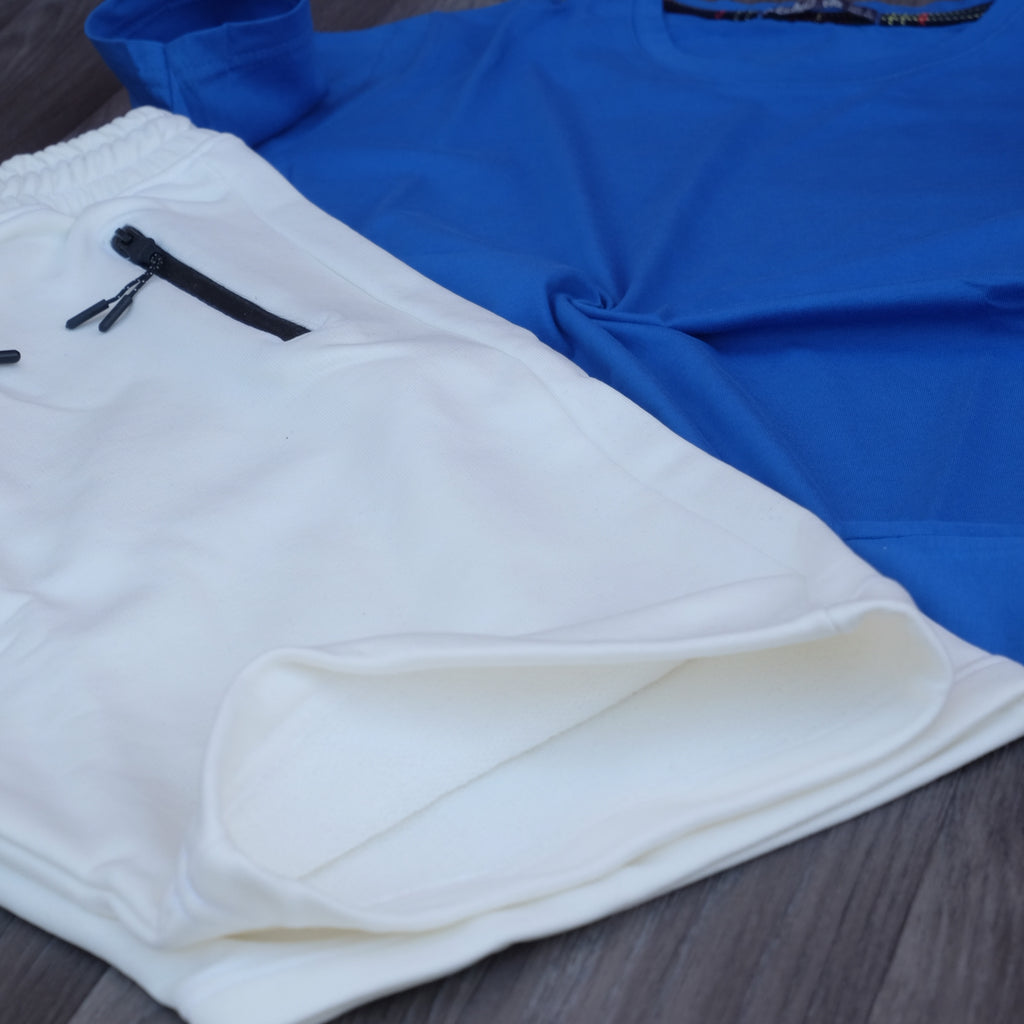 Pack Short Blanc + T-Shirt Bleu Roi