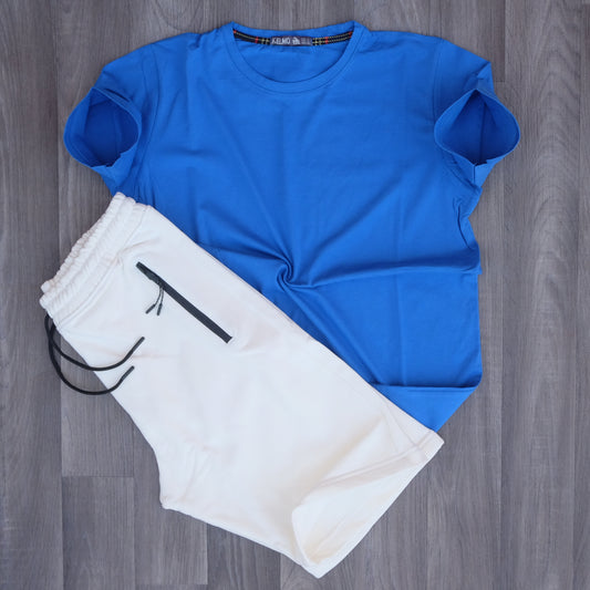 Pack Short Blanc + T-Shirt Bleu Roi