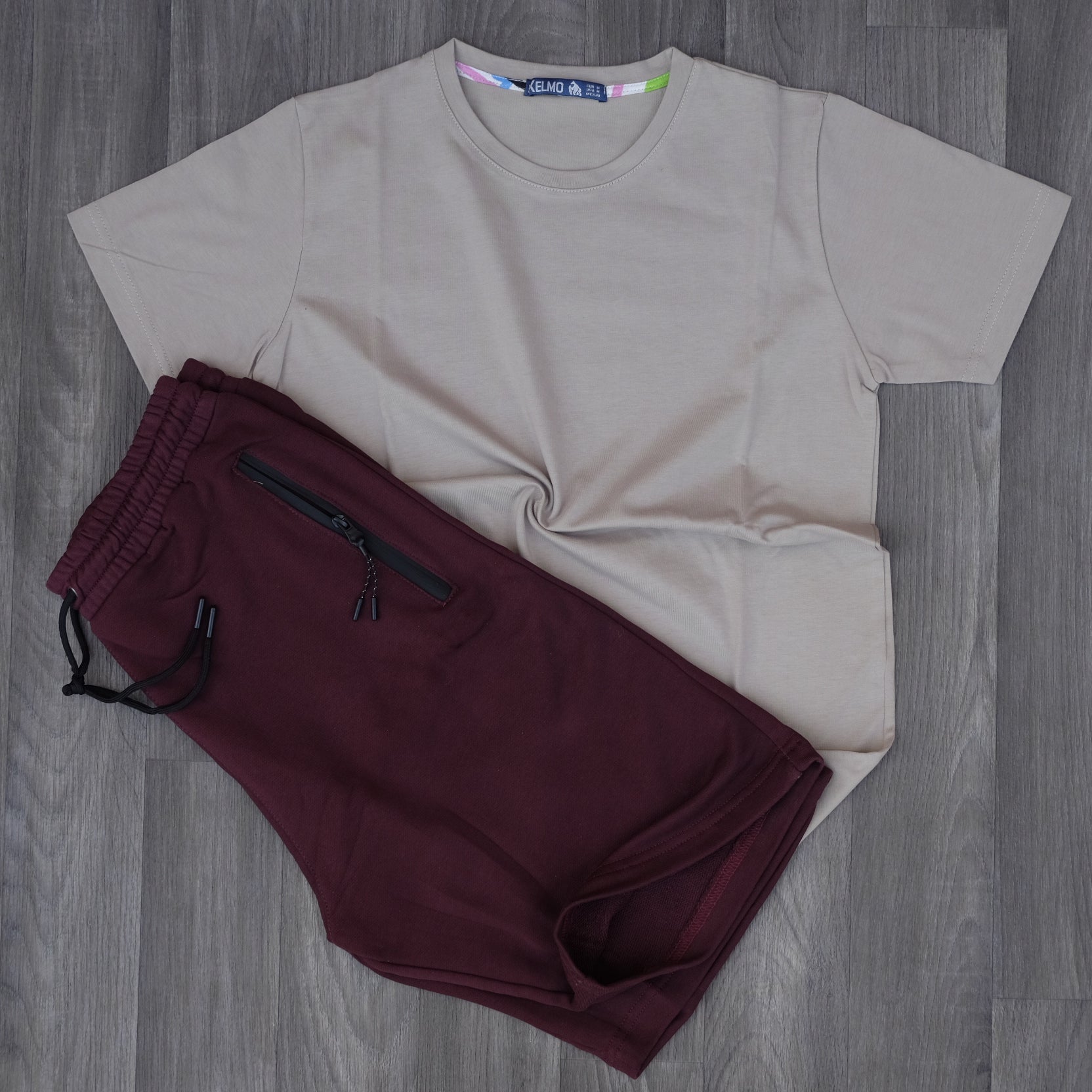 Pack Short Grenat + T-Shirt Beige