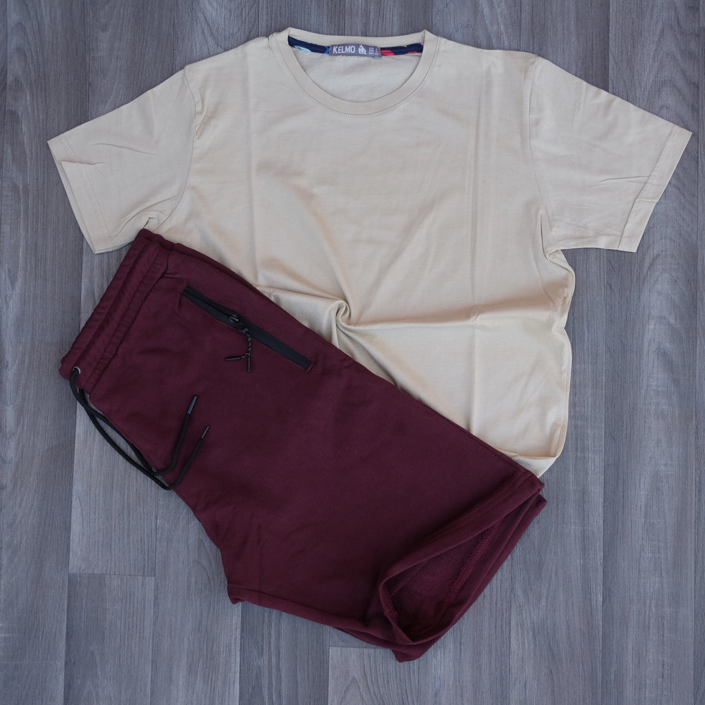 Pack Short Grenat + T-Shirt Beige