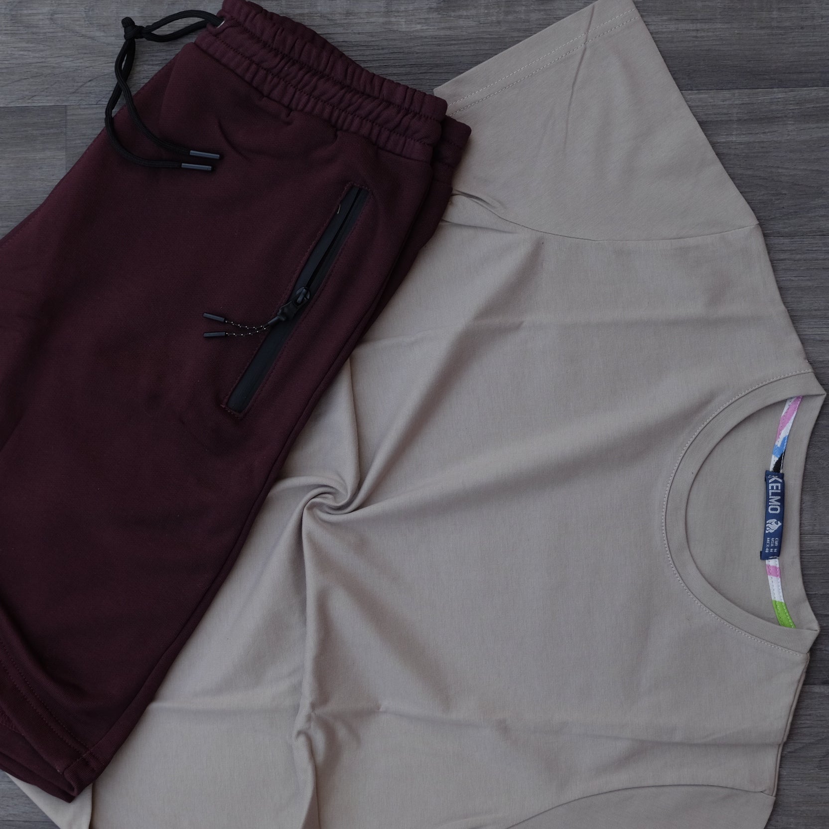 Pack Short Grenat + T-Shirt Beige