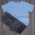 Pack Short Gris Chine Fonce + T-Shirt Bleu Ciel