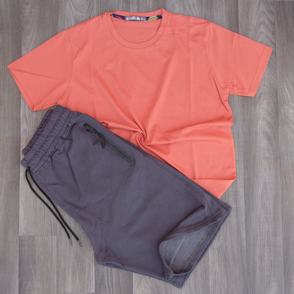 Pack Short Gris Fonce + T-Shirt Saumon