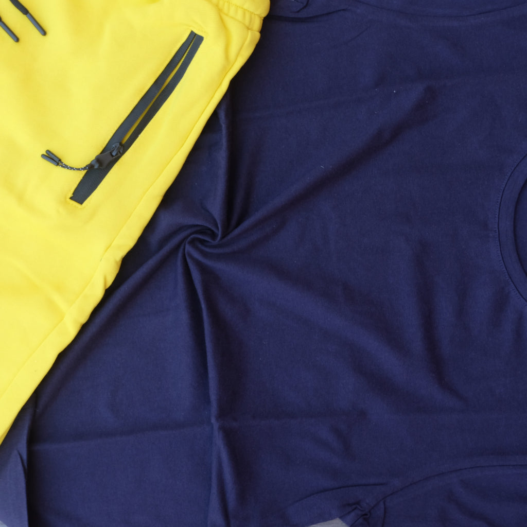 Pack Short Jaune + T-Shirt Bleu Marine
