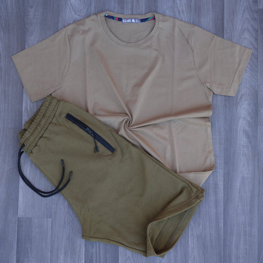 Pack Short Kaki Clair + T-Shirt Kaki Clair