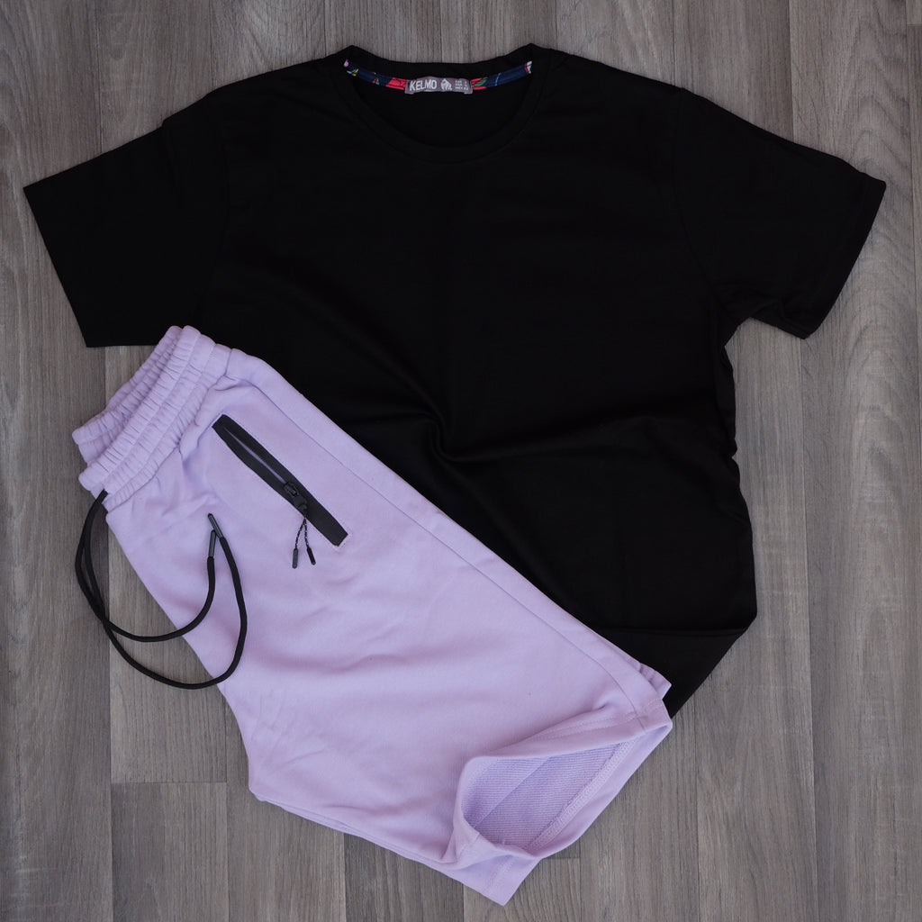 Pack Short Mauve Clair + T-Shirt Noir