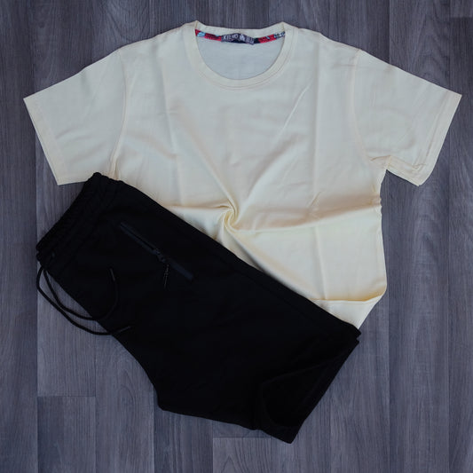 Pack Short Noir + T-Shirt Jaune Poussin