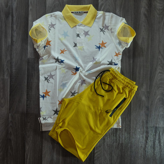 Pack Short Jaune Motard + Polo Etoile Jaune