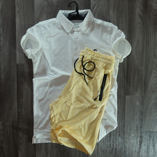 Pack Short Jaune + Polo Blanc