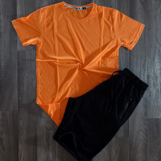 Pack Short Noir + T-Shirt Orange